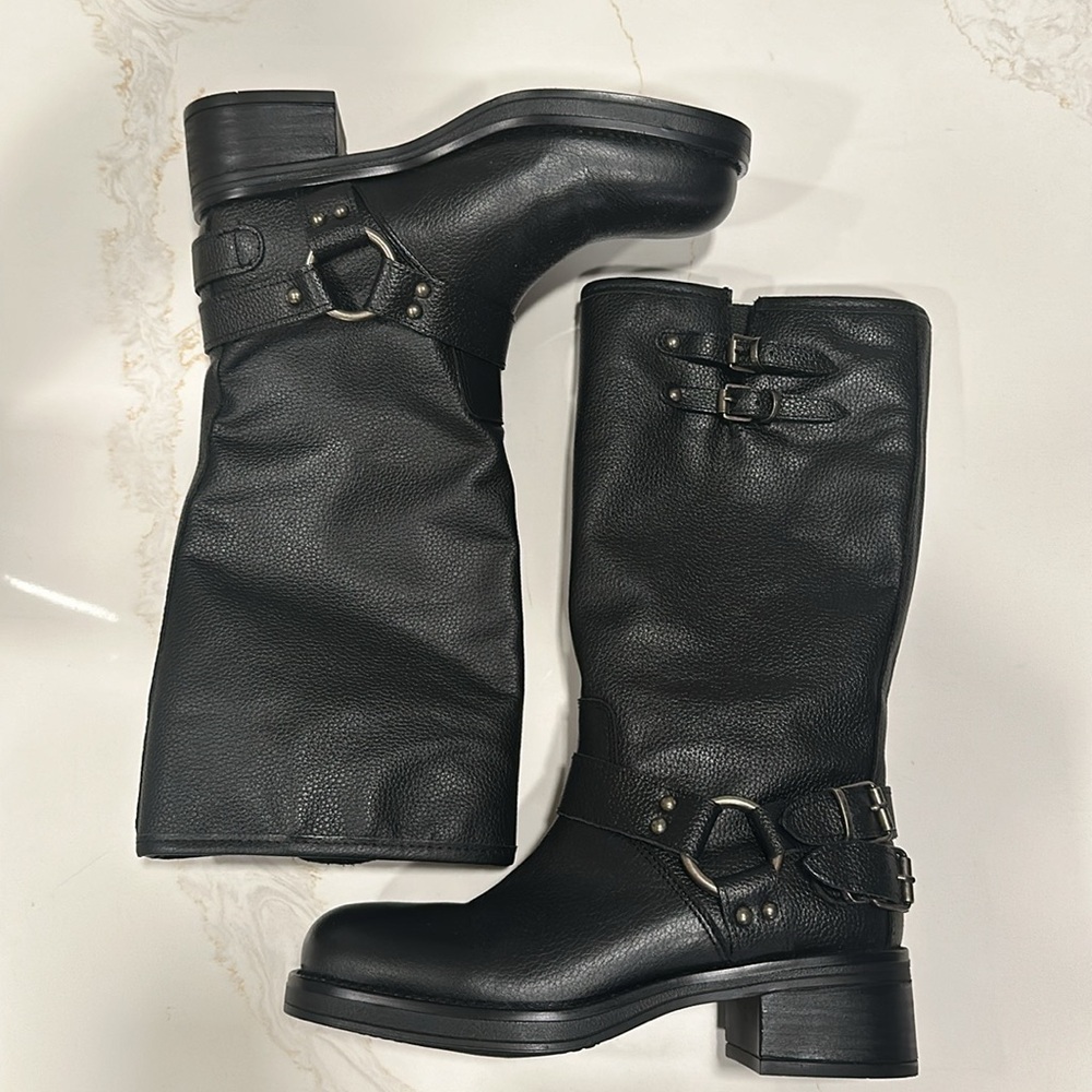 Steve Madden Astor Black Mid Rise Biker Boots